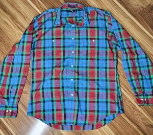 Camicia uomo taglia media colorata Madras a quadri manica lunga con bottoni Steeplechase - Foto 1 di 11