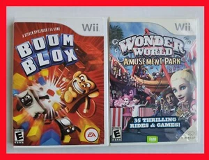 Nintendo WII Wonder World Amusement Park + Boom Blox Video Game Lot Two Games - Picture 1 of 3