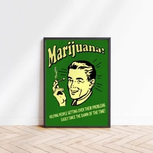 Poster Marihuana Helping People, Retro Wandbild, Vintage Druck Weed Brat Stoner - Bild 1 von 3