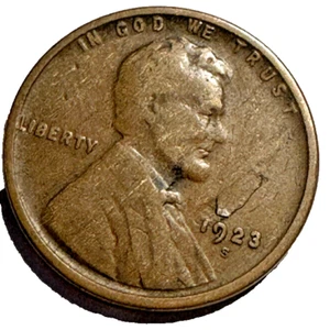 1923-S Lincoln Wheat 1c Error ~ Major Obverse Lamination Peel~ Semi-Key Dt! K85 - Picture 1 of 3