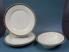 3 Haviland France WEDDING RING Gold Rim Luncheon Plates and Oval Serving Bowl