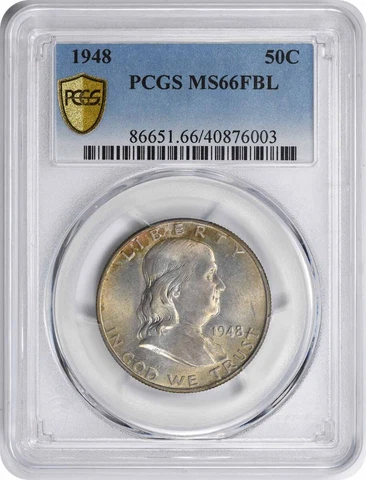 1948 Franklin Silver Half Dollar MS66FBL PCGS Cover