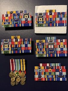 U.S. Military 5 Thin Ribbon Rack Medals and Devices Plus Rack Of Small Ribbons