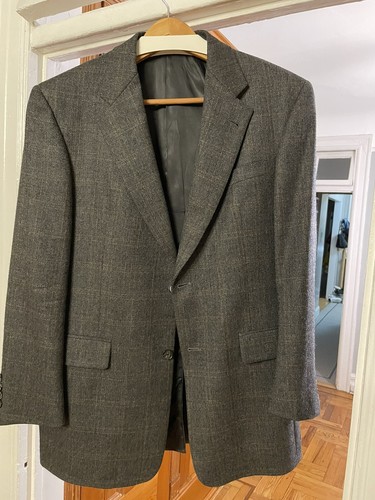Cappotto sportivo Burberry grigio 100% lana spina di pesce USA Union Made 40R