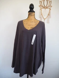 All Day Comfort Gray V Neck Casual Everyday Long Sleeve Plus Size Shirt 4X NWT - Picture 1 of 6