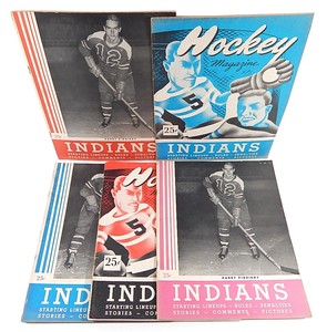 Lot of (5) Vintage 1949-50 Springfield Indians AHL Hockey Programs