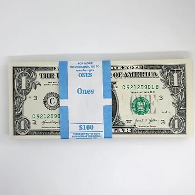 第三打印移位错误 BEP 皮带 1 美元钞票所有低密封 C92129XXB 阅读! — 第 1/4 张图片