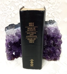 VTG Holy Bible BOOK OF MORMON Doctrine Covenants BLACK LEATHER  1979 Fast Ship - Picture 1 of 22