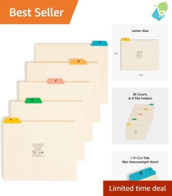 Sustainable Top Tab File Guides, 25 Manila Dividers, 1/5 Cut, Letter Size - Image 1 of 4