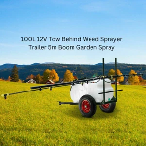 100L 12V Tow Behind Weed Sprayer 5m Boom Garden Spray model A with trailer - Picture 1 of 6