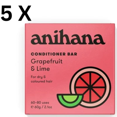 5 X Anihana Conditioner Bar Grapefruit & Lime for Dry & Coloured Hair 60-80 Uses - Image 1 of 4