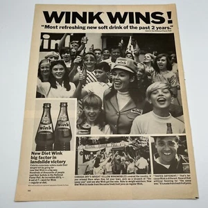 Wink Soft Drink Vintage 1967 Print Ad 13.5x10 Wink Wins Diet Wink Canada Dry - Picture 1 of 2