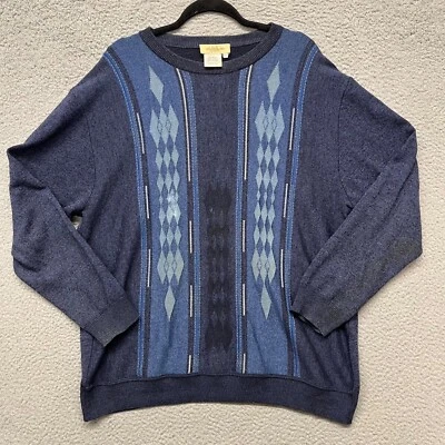 Montechiaro Sweater Mens XXL Blue Argyle Wool Made In Italy Grandpa Art Italian - Image 1 of 4