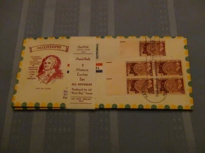 US # 955 Mississippi 3 Cent Set Of 5 Pent Arts Cachet Spec Del FDC W/Label  #10  - Image 1 of 4