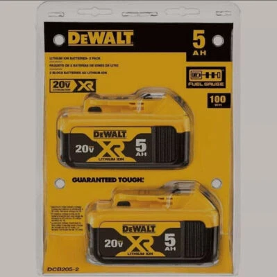 2pACK FOR DEWAL 20V Li-Ion 5.0Ah Rechargeable Batteries DCB205-2 US Shipping