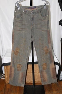 Miskeen Originals Hip Hop Jeans abstrakt bestickt 90er Jahre. Gr. 36. Y2K - Bild 1 von 9