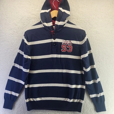De Colección Levi's LS & Co Lote 53 Sudadera con Capucha a Rayas Para Mujer Grande Azul Blanco Rayas Henley Foto 1 de 4