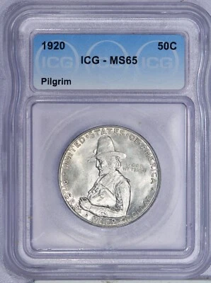1920 Pilgrim Half Dollar 50c ICG MS65 - Image 1 of 2
