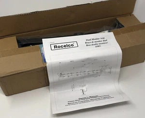 Rocelco DM2 Adjustable Dual Monitor Kit 13"-27" (NEW OPEN BOX) Desk Mount - Picture 1 of 2