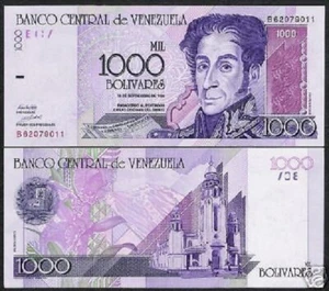 VENEZUELA 1000 BOLIVARES P-79 1998 x 100 Pcs Lot BUNDLE HORSE BOLIVAR UNC NOTE - Picture 1 of 3