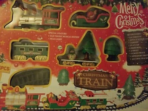 CHRISTMAS TRAIN TOY SET WITH ELECTRONIC MUSICAL SOUNS AND HEAD LIGHT - Picture 1 of 5