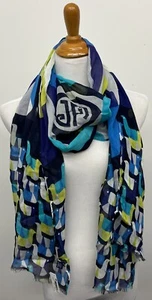 Jonathan Adler Navy Bird Blue Oblong Scarf Modal Silk Blend, Women's Fashion - Picture 1 of 4