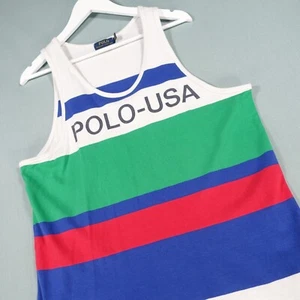 Ralph Lauren Polo Weste Tank Herren Medium weiß grün blau Custom Fit USA Top - Bild 1 von 16