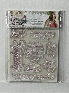 Sellos transparentes sentimientos sinceros vintage encaje Sara Davies álbum de recortes - Imagen 1 de 5