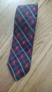 Men's Vintage Ralph Lauren Pony Polo Silk Tie Plaid Logo 60" - Picture 1 of 6