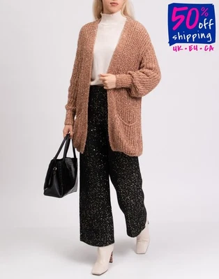 RRP€398 NUDE Cardigan IT38 US2 UK6 XS Heavyweight Knit Open Front Made in Italy - Image 1 of 4