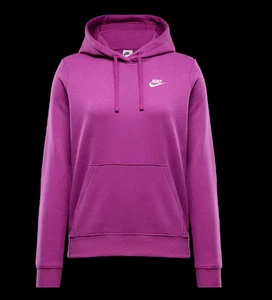Nike Sportswear Club Fleece Women's Pullover Hoodie Hot Fuchsia/White Sz XS - Picture 1 of 3
