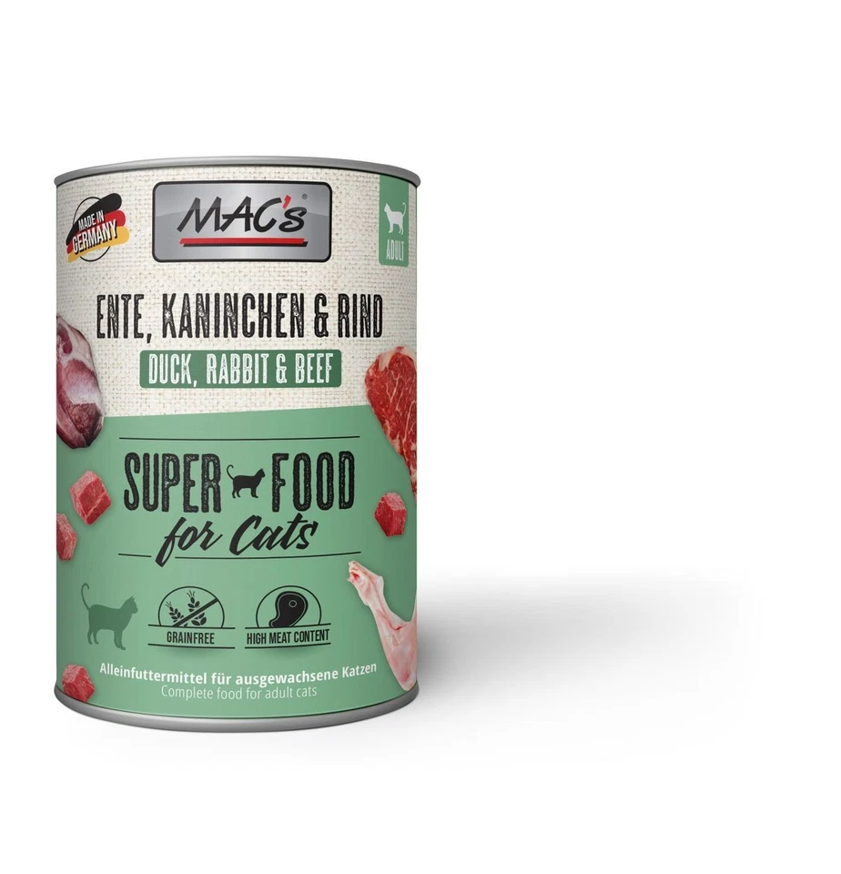 MACs Cat Ente, Kaninchen, Rind | 6x 400g Katzenfutter nass - Bild 1 von 1