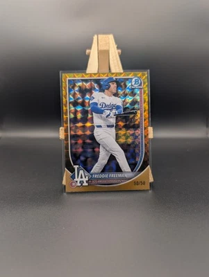 2025 Bowman Chrome Freddie Freeman Gold Geometric Refractor 50/50 Dodgers - Image 1 of 2