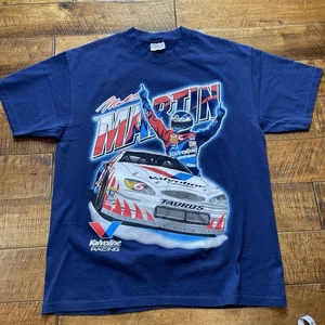 VINTAGE Mark Martin Valvoine Racing T Shirt NASCAR Ford Double Sided Y2K Size L - Picture 1 of 8