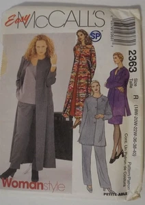 McCalls 2363 Misses Jacket Duster Dress Pants Top Size 18W-22W Sewing Pattern - Picture 1 of 2
