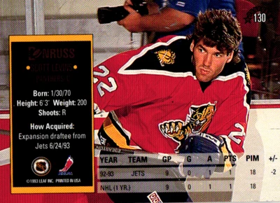 Scott Levins Panthers 1993 Donruss NHL Hockey Card #130 - Image 1 of 2