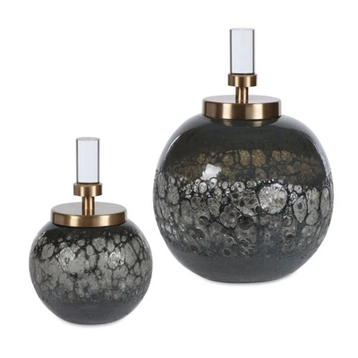 Uttermost 17729 Cessair 7"W Crystal and Glass Bottles - Set of 2 - Blue-Gray / - Image 1 of 4