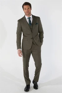 Men's 3 Piece Sage Summer Wedding Tailored Fit Suit Beach WeddingPaul Andrew - Picture 1 of 8