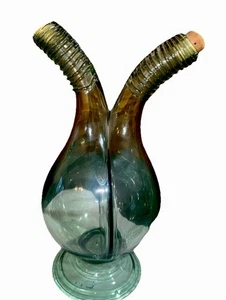 SELTENER MUNDGEBLASENER GRÜNER EDELSTEIN? DOPPELHALS FLASCHENSCHNUR HALS Öl Vin - Bild 1 von 12