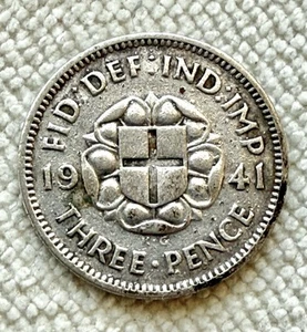 1941 SILVER UK GREAT BRITAIN THREE PENCE - WEST INDIES ISSUE - Picture 1 of 2