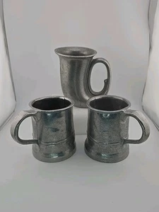 ​​Lote de 3 tazas de peltre vintage: un cuerno Wilton RWP y un par de piedras de taberna sin marca - Imagen 1 de 20