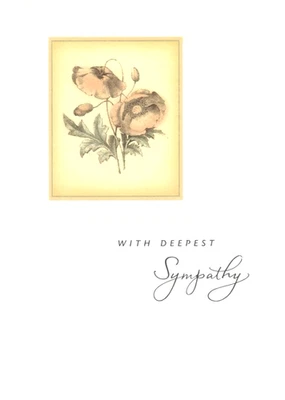 With Deep Sympathy Red Poppy Poppies Botanical Military Hallmark Greeting Card - Image 1 of 3