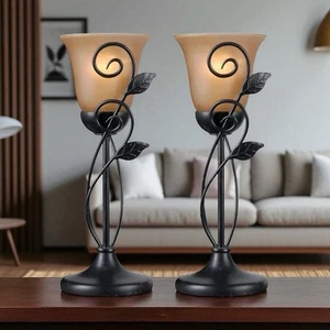 Kenroy Home Arbor Table Lamp Oil Rubbed Bronze Finish Amber Tulip Glass 16" NIB - Picture 1 of 5