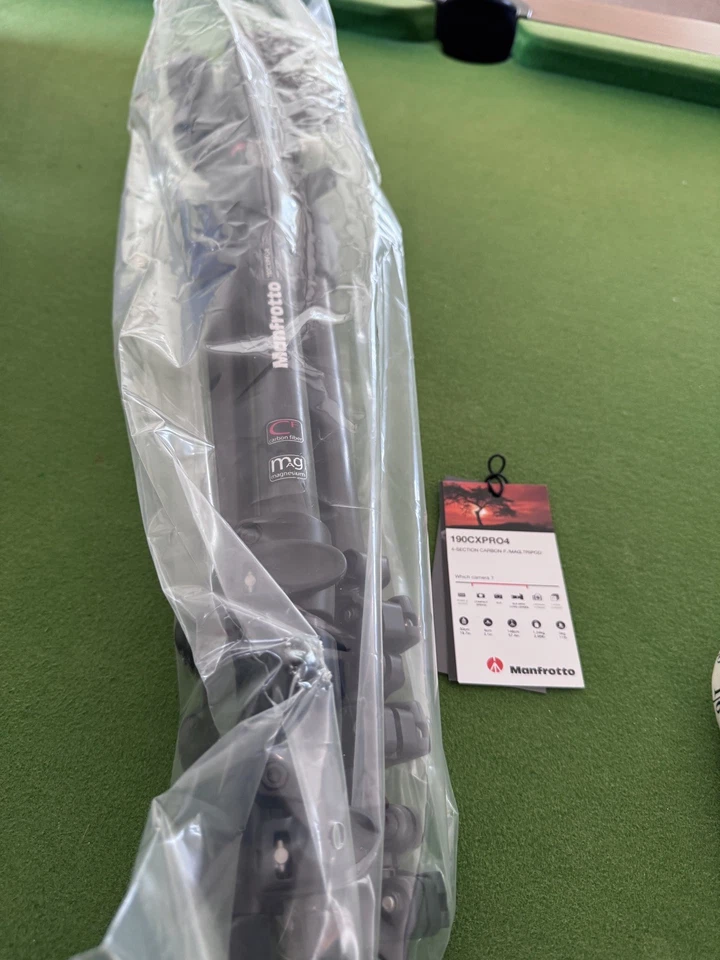 New Manfrotto MT190CXPRO4 190 Carbon Fibre 4 Section Tripod - Image 1 of 4