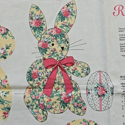 VIP Cranston Rosebud Bunny Flower Rabbit Cut N Sew Fabric Panel - Image 1 of 4