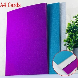 A4 Glitter Card Non Shed DIY Arts Crafts Paper 10 Sheets 250gsm Single Sided UK - Picture 1 of 14