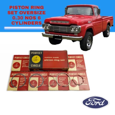 Ford F-100 Truck 1959–1966 Piston Ring Set Oversize 0.30 NOS 6 Cylinders 80023 - Image 1 of 4