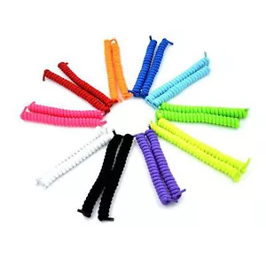 Elastic No Tie Curly Shoe Laces Coiler Elastic Twisty Unisex Fits Kid & Adult - Picture 1 of 18