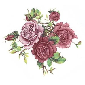 Pink Rose Cluster Flowers Overglaze Waterslide Ceramic Decals - Picture 1 of 4