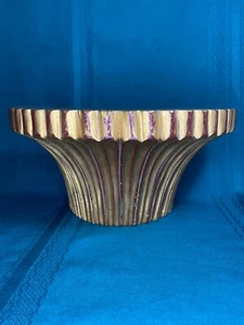 Wall Shelf Sconce Curved Strips Scalloped Gold Burgundy Distressed Thailand 10" - Picture 1 of 24